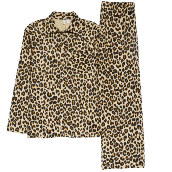 Nordst rom Family Flannel Patchwork Pajamas in Tan Shore Leopard Print NWT M - Picture 4 of 4